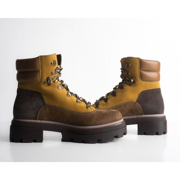 Tory Burch Womens Brown Suede Miller Lug Hiker Boots US 9 EU 39 New w Box - Picture 3 of 8